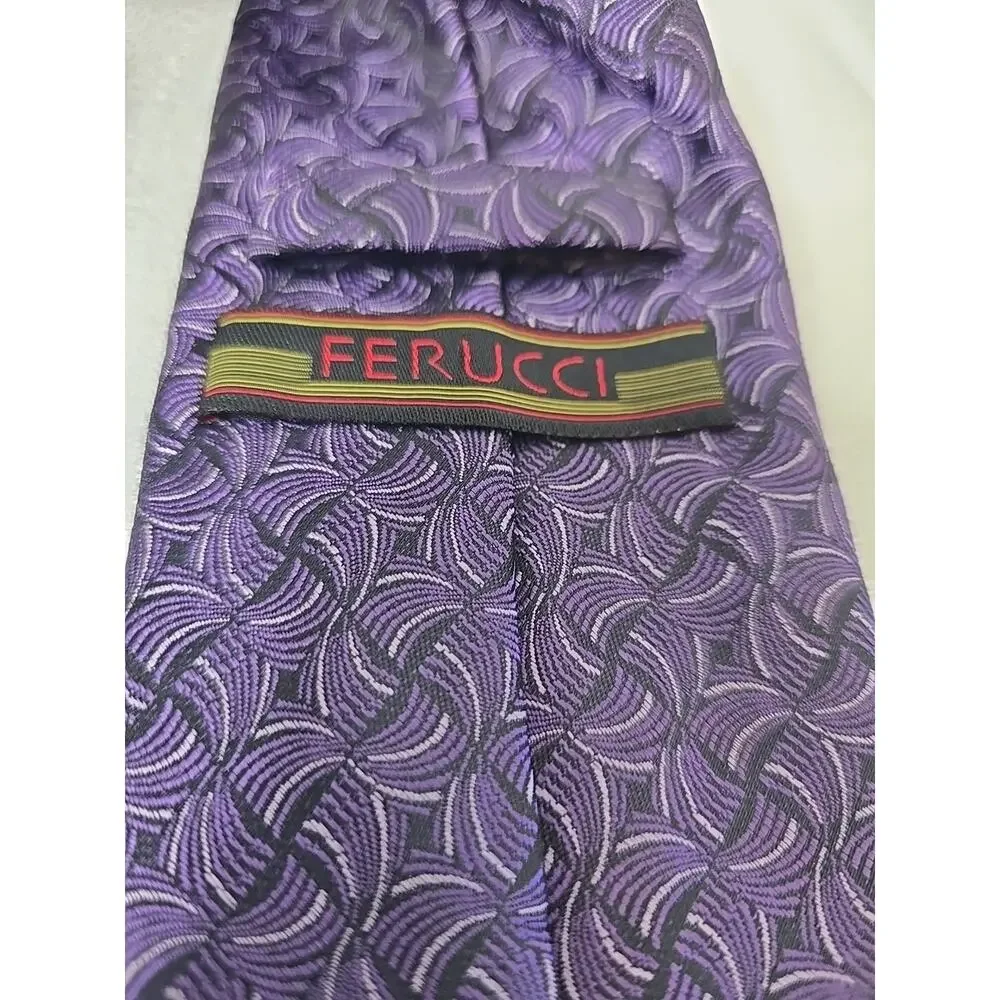 Lot of 2 Purple Designer Neckties Hilfiger 100% Silk Ferucci Polyester 2 Ties